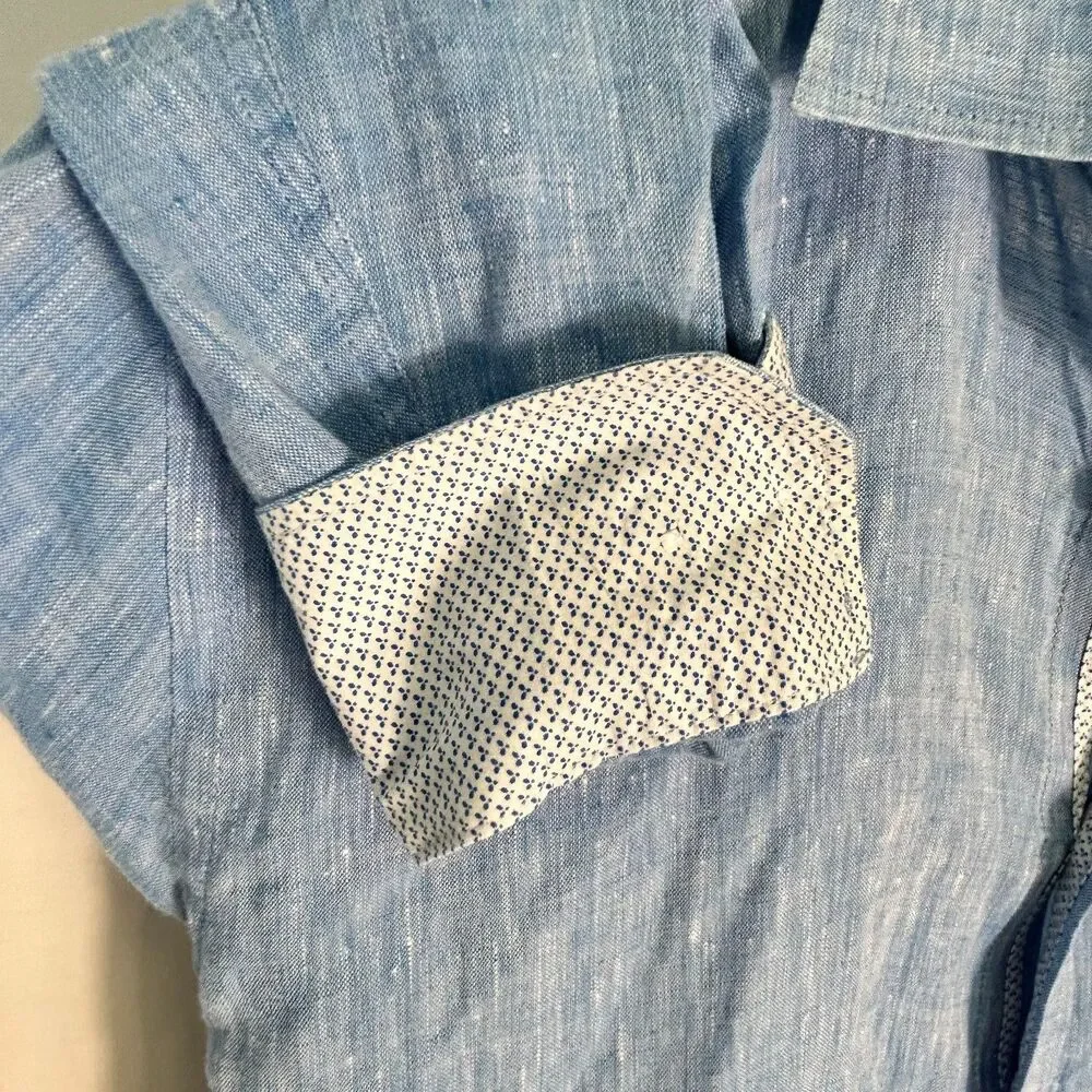 Banana Republic Men's Blue 100% Linen LS Button Front Shirt Size M